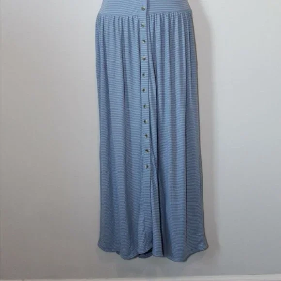 NWT Free People Nina Halter Maxi Dress Button Striped Blue Size Large H12299 - Picture 4 of 12